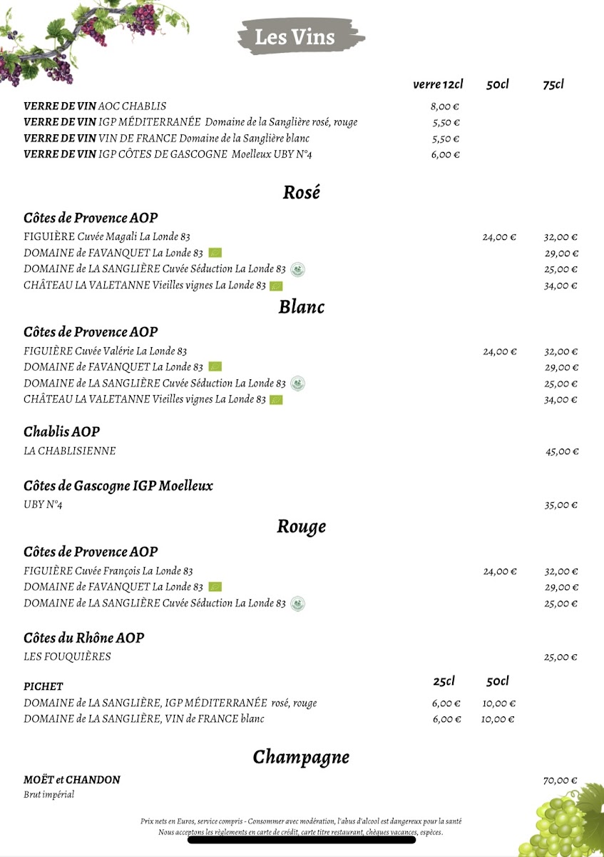 Menu Le Marsico 2025-2